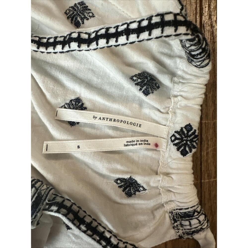 Anthropologie Kiana Embroidered Halter Top Womens Small Ivory Black Aztec Boho - Picture 8 of 9